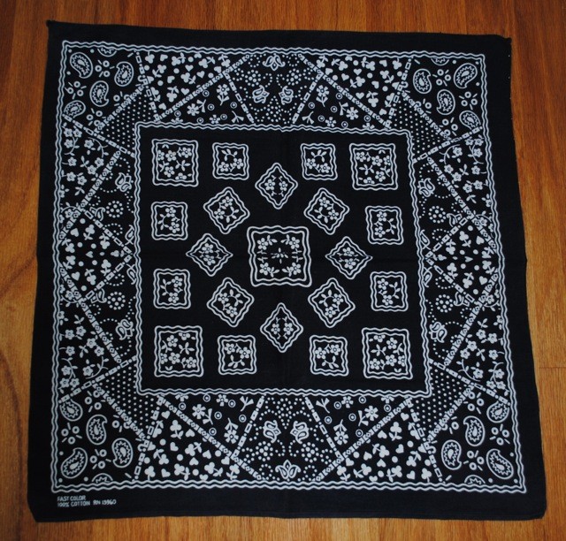 RN13960 クッキー柄 バンダナ ブラック （Bandana ヴィンテージ 