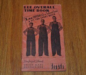 1938年発行 鉄道労働者向け Lee Overall Time Book表紙